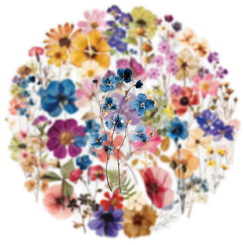 10/25/50pcs Transparent Mixed Flower Plants Stickers for DIY Waterproof Suitcase Phone Laptop Water Bottle Laptop Scrapbooking
