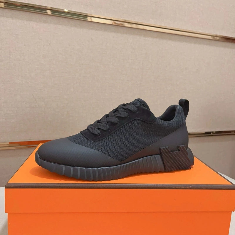 Men's Casual Leather Running Shoes Breathable Low-Top Sneakers Black Comfortable Anti-Odor Rubber Sole All-Season Wear