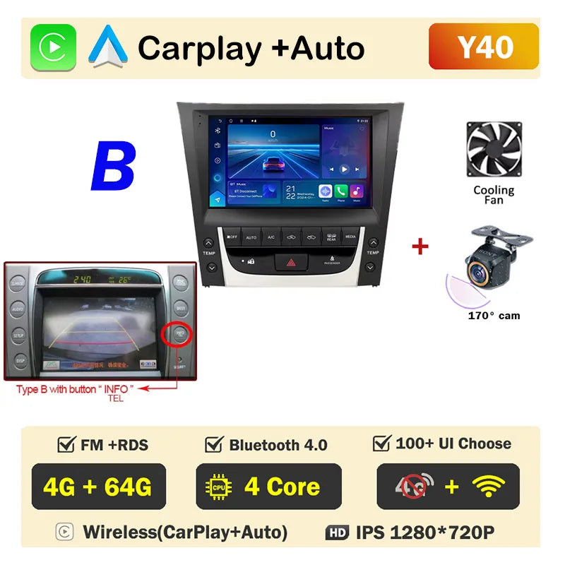 For Lexus GS300 S190 GS350 GS400 GS430 GS450h GS460 GS 300 III 3 350 Car Radio Auto Android Multimedia Carplay 2din Navigation