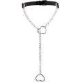 Heart Slip Chain Necklace Black leather Choker Collar For Women Goth Accessories  Punk Gothic Jewelry