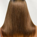Nadula 13x4 7X5 Chestnut Brown BOB Wig Yaki Straight Pre-Bleached Knots Pre Cut HD Transparent Lace Human Hair Wig Ready to Wear