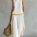 Summer New Women's Tracksuit Suit O-neck Sleeveless Vest Wide-leg Loose Pants Set Female Casual Elegant Ladies Two Piece Sets
