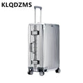 KLQDZMS German All Aluminum Magnesium Alloy Luggage 20 Inch Boarding Suitcase 28 Large Capacity Travel Business Leather Suitcase