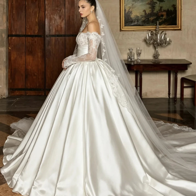 Customized Sexy Wedding Dress, Tight Lace Satin Skirt - View 2 | SAMAG