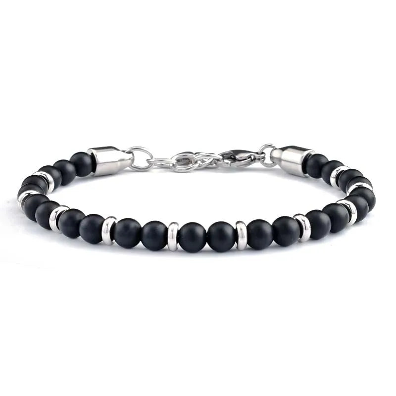 2026 Classic 6mm Tiger Eye Stone Hematite Beaded Bracelet Adjustable Stainless Steel Chain Bracelet for Men Women Jewelry Gifts