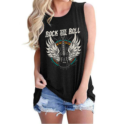 Rock and Roll Guitar Graphic Tank Top Women Vintage Music | SAMAG
