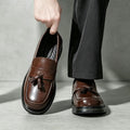 Men Square Toe Tassel Loafers Slip On Leather Dress Shoes Classic Business Formal Wedding Office Casual Non Slip Moccasins