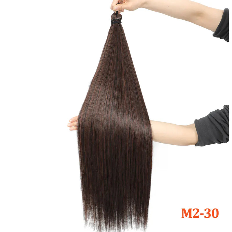 Gladys 28 Inch Crochet Braids Hair 3PCS 300g Synthetic Orange 60MW Ombre Brown T1B-330-276 Straight Braiding Hair Soft Pony Hair