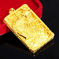 Real 18 K Gold Men's Square Tiger Pendant for Men Father Bro Pure Classic Wedding Gold Pendants Without Chain Fine Jewelry Gifts