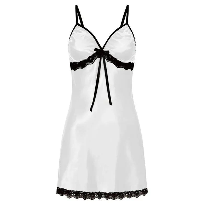 Lace Silk Satin Sleepwear Women Sexy Lingerie Night Dress | SAMAG
