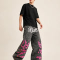 UP.THE Men Baggy Wide Leg Jeans, Vintage Washed Black | SAMAG