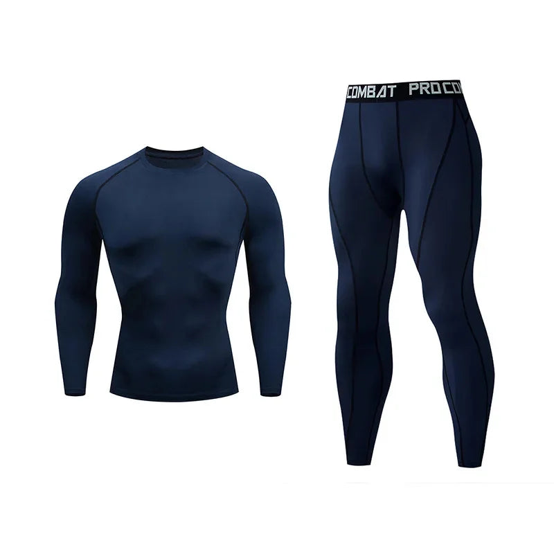 2pcs Men's Compression Sportswear Suit Elastic Training Yoga Sets Workout Jogging Fitness Clothing Tracksuit Pants Sporting
