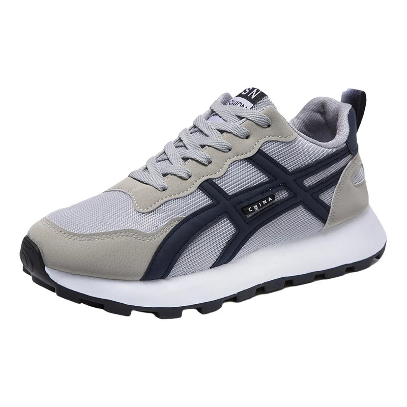 Breathable Multi-Material Flat Heel Running Shoes Soft Bottom Agan Style Youth Mesh up Sneakers Casual Low Top Shoes