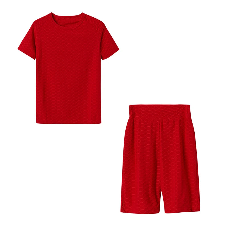 2024 New Summer Round-neck Solid Color Short-sleeved Two-piece Yoga Shorts Women's Sports Suit