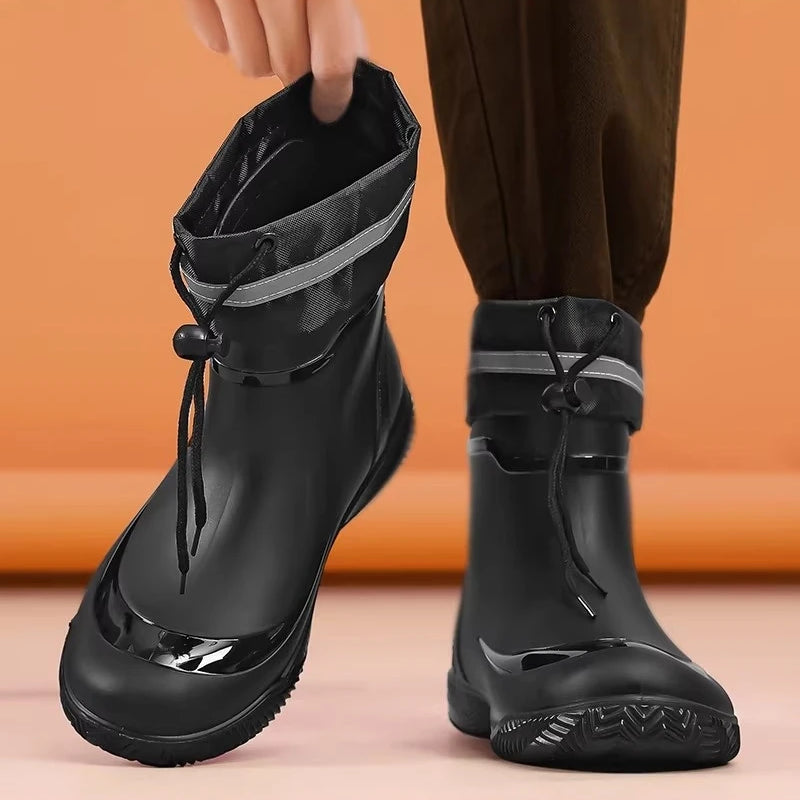 Men's Rain Boots 2026 New Summer Kitchen Work Delivery Rider Slip-Resistant Waterproof Fishing Large Size Water Shoes
