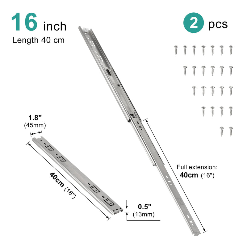 Drawer Rail 10~20Inch Stainless Steel Ball Bearing Slides | SAMAG