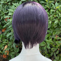 Dark Purple Cosplay Wigs Lace Front 8 Inch Short Bob Cut 13x4 Synthetic Lace Front Wigs for Men Women Heat Resistant Half Hand