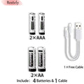 New 1.5V AAA 3600mAh+AA 5800mAh Lithium Ion Rechargeable Battery Fast Charging USB-C Li-ion Batteries 2000 Cycle with Free Cable