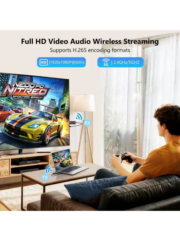 350M HDMI-Compatible Wireless Video Transmitter Receiver Kits HDMI Extender Adapter TV Stick Dongle 1080P for Laptops PC Monitor