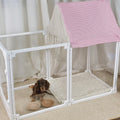 DIY Dog Playpen Puppy Cat Rabbit Ferret Transparent Pet Pen Easy Assemble Whelp Crate Kennel Cage Enclosure with Wheels