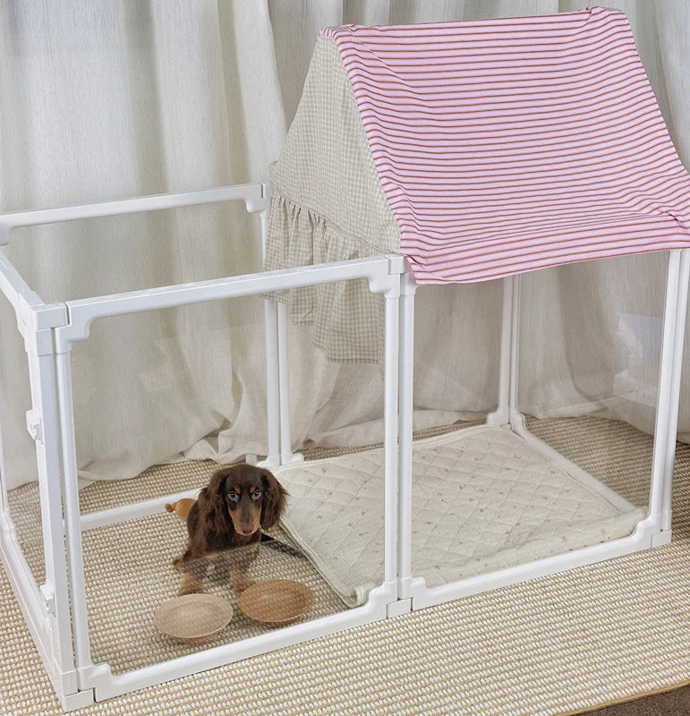 DIY Dog Playpen Puppy Cat Rabbit Ferret Transparent Pet Pen Easy Assemble Whelp Crate Kennel Cage Enclosure with Wheels