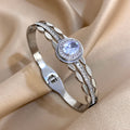 Stainless Steel Bangle Bracelet Inlay Luxury Rhinestones Gorgeous Synthetic Zirconia Geometric Oval Square Stars Shape for Women