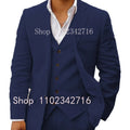 3 Piece Linen Summer Men Suits for Wedding Groom Tuxedos 2023 Casual Beach Custom Man Suit Set Jacket Vest with Pants Man Fahion