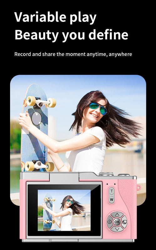 Digital Camera，2.4-inch HD rotating screen，4K video recording，800mAh battery capacity，48 megapixels，Beauty function，Autofocus