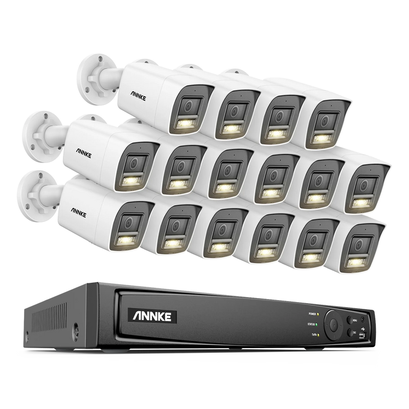 Annke 16CH NVR 12MP HD IP Security Camera Poe 6K Dual Light Audio Fixed Video Surveillance Human Vehicle Detection CCTV System
