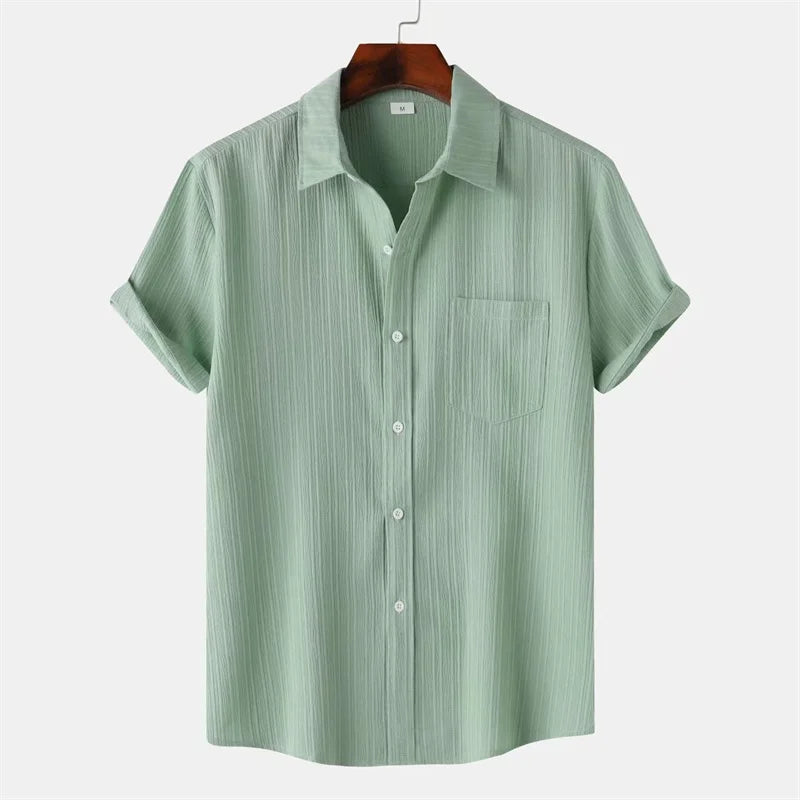 New 9 Color Men's Solid Striped Shirt Summer Fashion | SAMAG