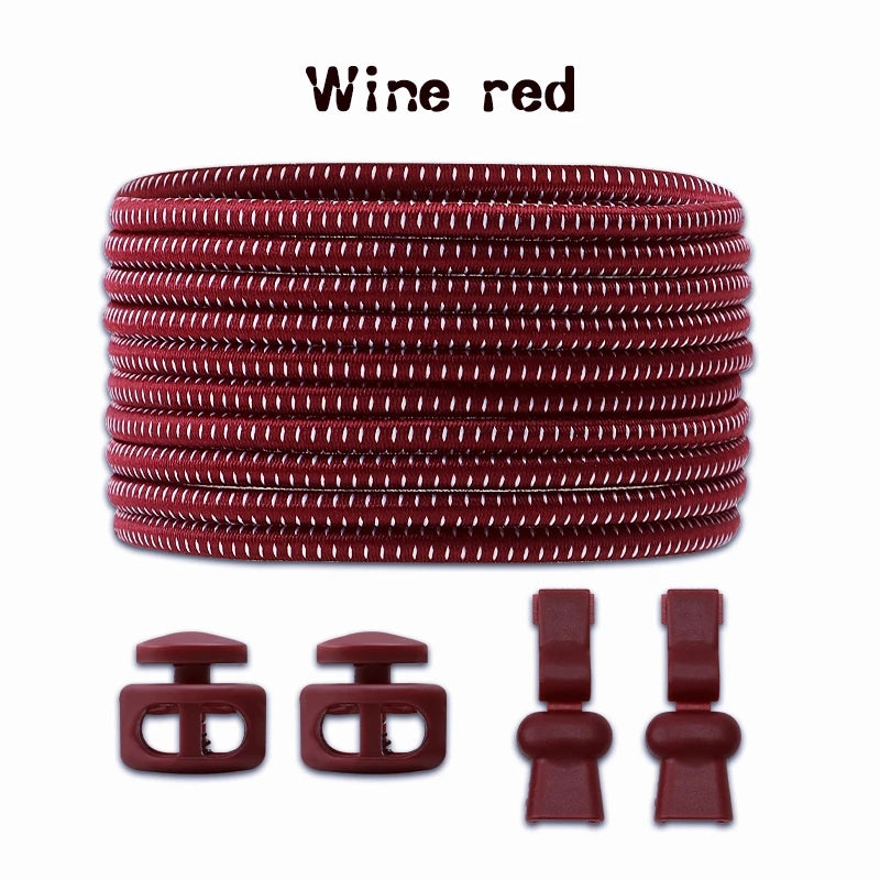 1 Pair Elastic Shoelaces Kit with Push Button Lock Stretch No Tie Shoe Laces for Running Sneakers Sports Shoes Adults Kids