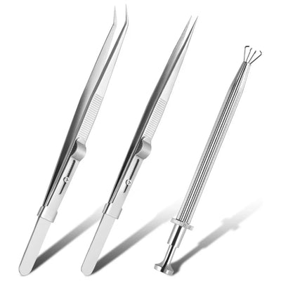 3 Pack Diamond Holder Pick Up Tool - Stainless Steel Tweezers with Claw and Stone Jewelry Grabber | SAMAG
