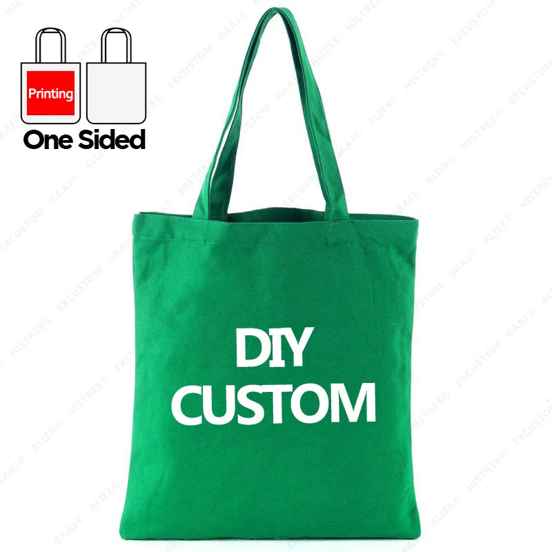 Custom Canvas Tote Bag 100% Cotton Print Your Design Logo Photo Handbag Work Reusable Grocery Shopping Customized Portable Bag