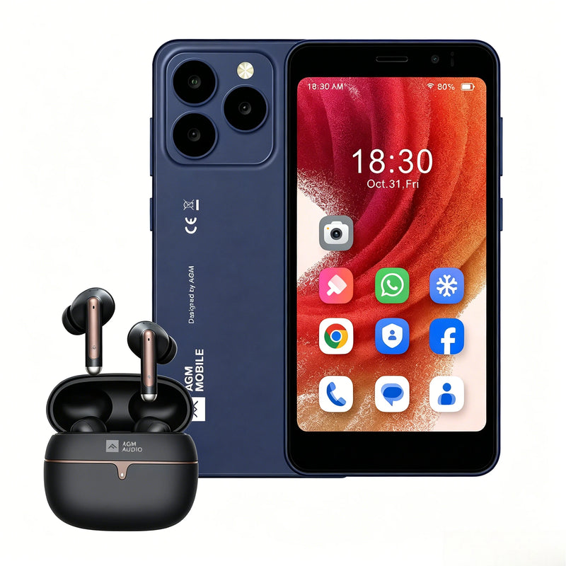 AGM N2 Mini Smartphone Compact Size 4.96' Display 3GB 32GB 3000mAh Removable Battery Android 16 GO System Lightweight Phone