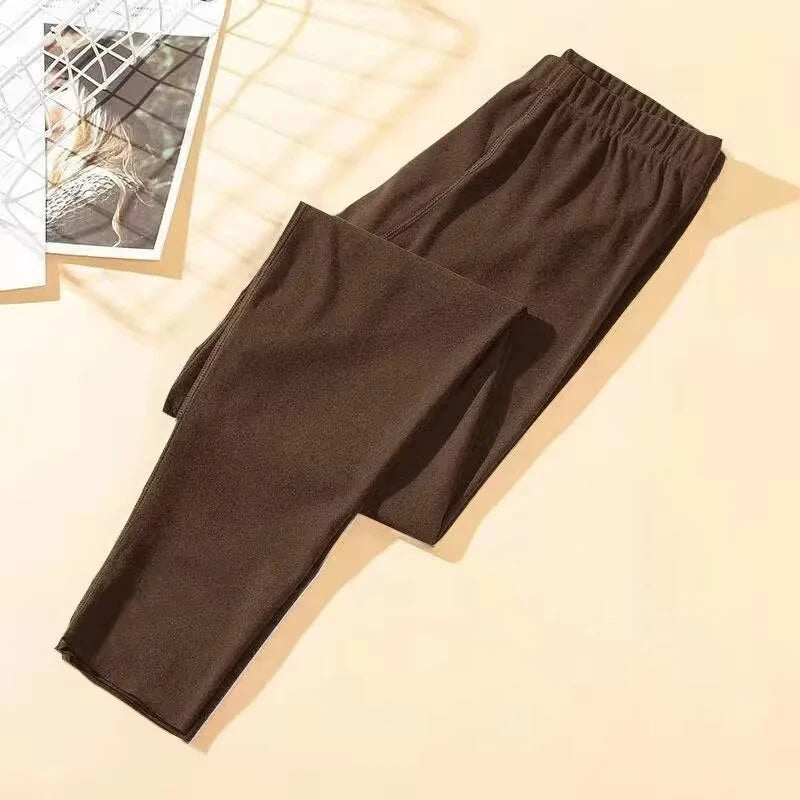 Thicken Fleece Lined Thermal Pants Men Slim Fit Double Sided Brushed Velvet Inner Wear Seamless Cold Resistant Autumn Pants Set