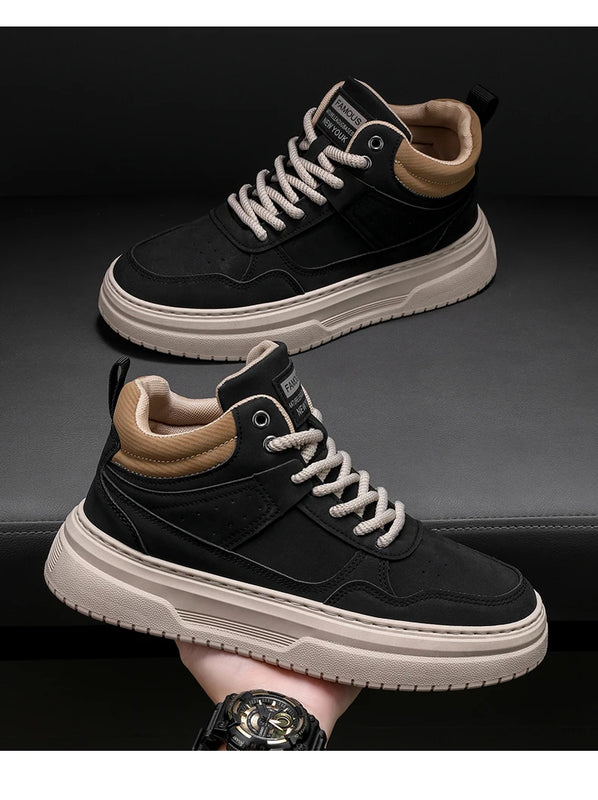 Men's shoes four seasons breathable soft-sole non-slip casual shoes fashion youth Joker flat shoes Thick sole sports board shoes