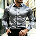 Men's Satin Silk Shirt Luxurious Letter Printed | SAMAG