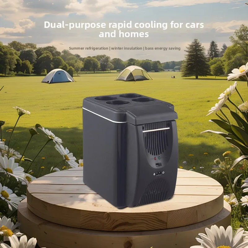 6l Portable Car Refrigerator, Small Mini Cooling Unit, Mini Refrigerator, Car Cooler Box, Bicycle Model Hot And Cold Box