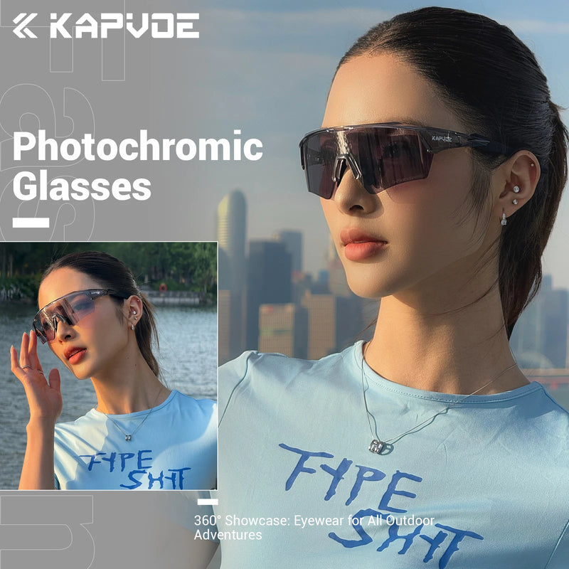 Kapvoe New Photochromic Cycling Sunglasses Men Women MTB - View 2 | SAMAG