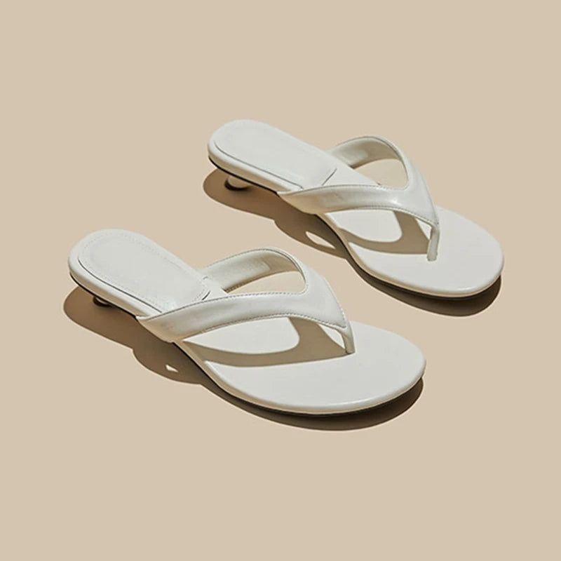 AIYUQI 2026 New Women's Slippers High-Heeled Fashionable Flip-Flops Women Plus Size Summer Round Toe Beach Shoes Girl