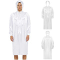 Men Satiny Gothic Victorian Nightgown Robe with Hat Set Lace Trim Long Sleeve Sleep Dress And Lace-up Bonnet for Pajamas Party