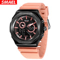 SMAEL Women Dual Display Waterproof Sport Quartz Watch LED Digital Analog Stopwatch Durable Daily Outdoor Casual Wristwatch