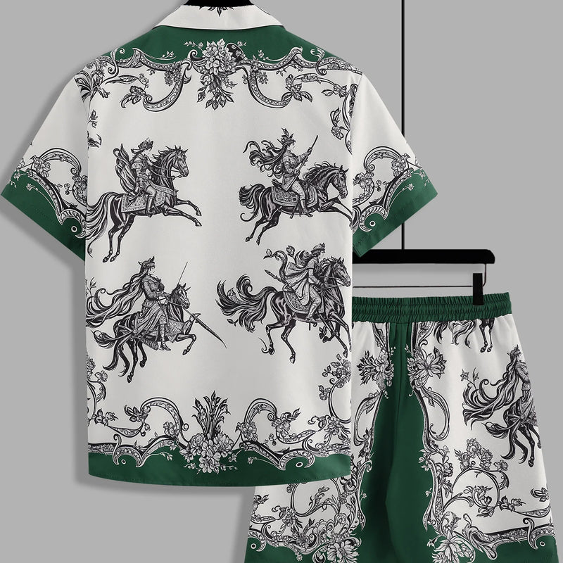 Men's Retro Baroque Floral Print Two-Piece Set | SAMAG