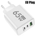 65W USB C GaN Charger 3 Ports Fast Charging Adapter 10A USB To Type C Data Cable PD USB QC3.0 Chargers for iPhone Samsung Xiaomi