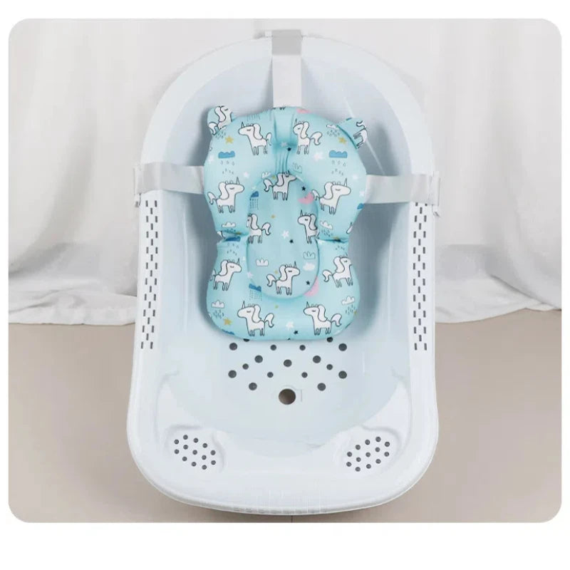 Baby Bath Seat Support Mat Infant Anti-Slip Soft Comfort Body Cushion Foldable Baby Bath Tub Pad Chair Newborn Bathtub Pillow