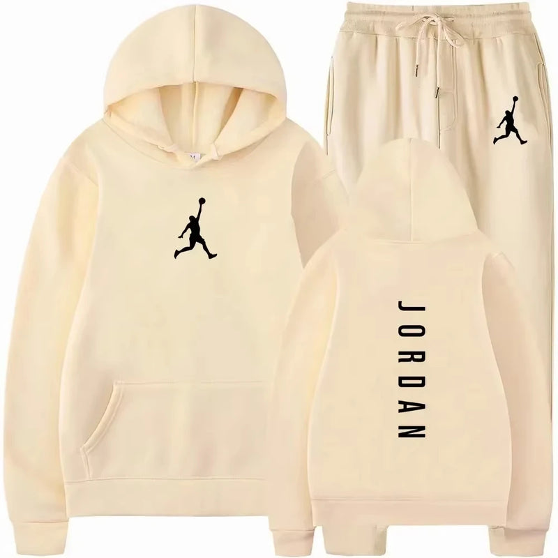 Spring and autumn outdoor fitness basketball casual sportwear set fashion men's hooded jumper + jogging - View 8 | SAMAG