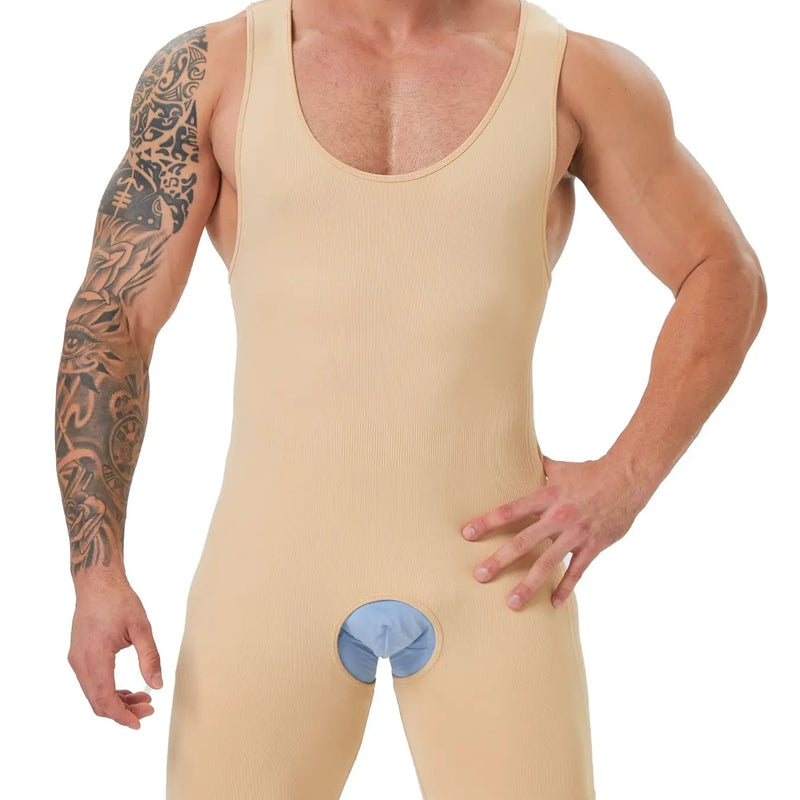 Seamless Men's Full Body Shaper Compression Bodysuit Boxer Shorts For Tummy Control ,Back Support Shapewear Fits 300 Pounds