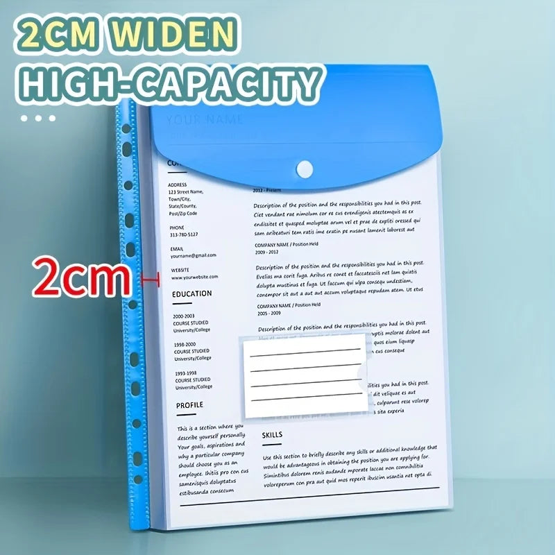 6pcs A4 Expanding File Folders with Button 11 Ring Binder Pockets.Durable A4 Binder Organizer, for School, Office. file folder