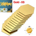 Hexagon Acrylic Mirror Wall Sticker Acrylic Adhesive Gold Silver Mosaic Tiles Removable DIY Bedroom Bathroom Home Decor Sticker