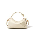 Women Genuine Leather Pillow Bag Designer Metal Hardware Top Handle Ladies Handbag Small Boston Tassel Girls Beige Leather Bag